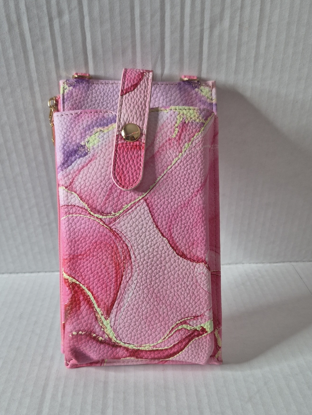 Pink Marble Pattern Phone Crossbody Purse